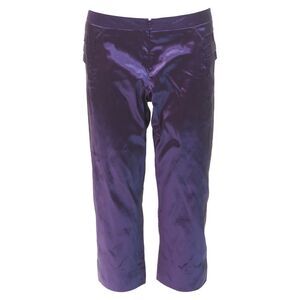 Shiatzy Chen Silk Holographic Pleated Side Darted Knee Pants